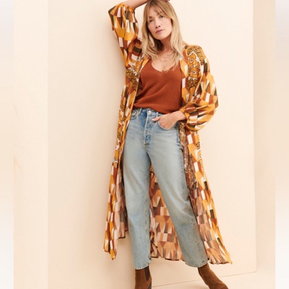 Anthropologie X Carolina K Nico Robe, Rombus Flowers Size M - Picture 1 of 10